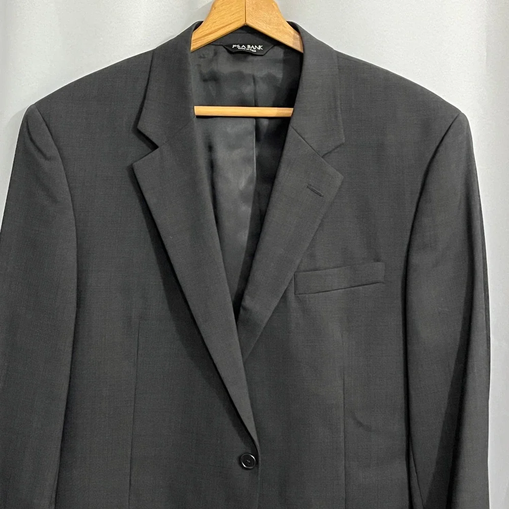 Jos. A. Bank Suit Jacket Mens 43L Charcoal Grey Solid Classic Fit Wool Blazer